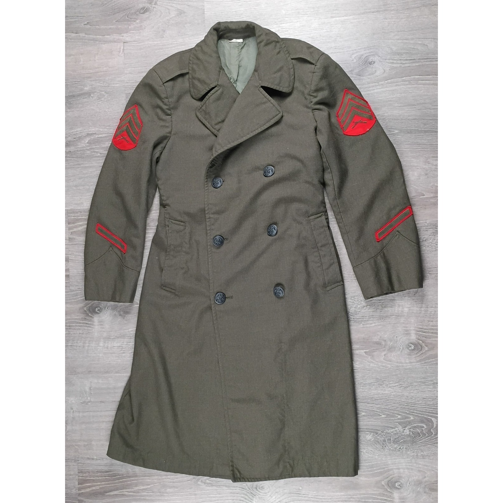 Vietnam Us Marine Overcoat 36r Jacket Usmc Wool Mans Serge Green Trench